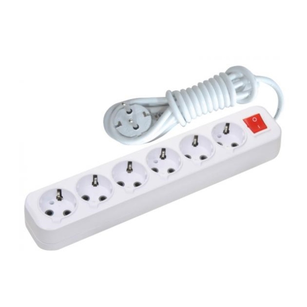 SILVERCREST EARTHED 6 GANG GROUP SOCKET WITH SWITCH 3MT (601030)