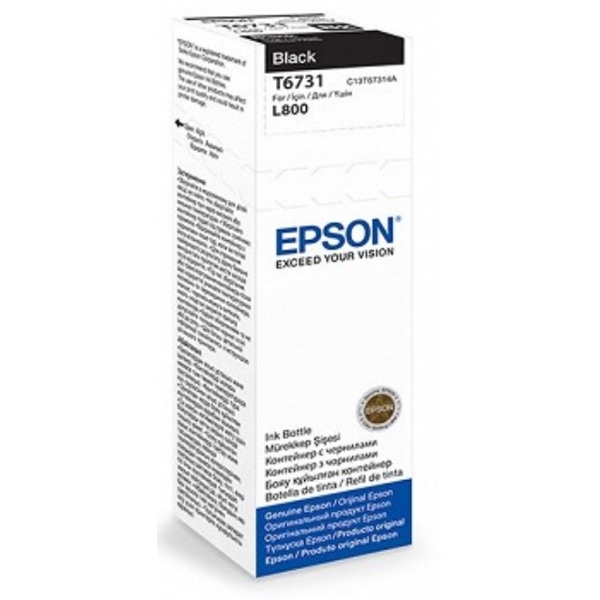 Epson L800 Black ink bottle 70ml (10 x 15 - 1800 Photo Pages) C13T67314A