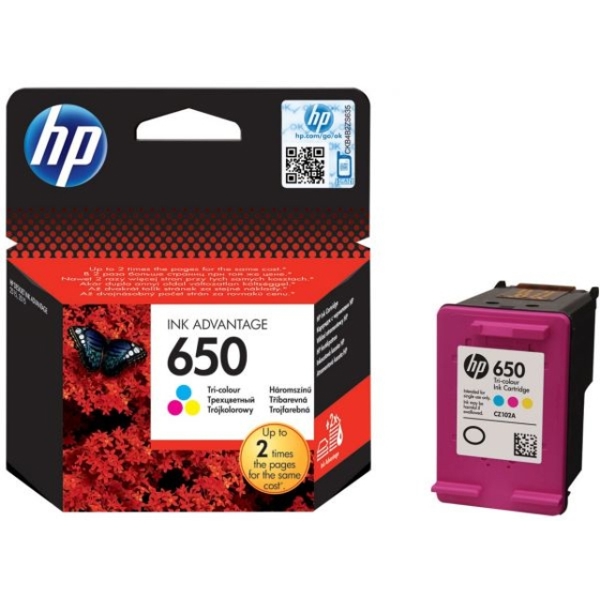 კარტრიჯი  HP ORIGINAL DJ CZ102AE  HP 650 TRI-COLOR