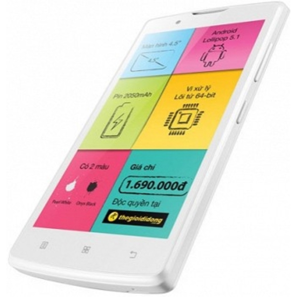 LENOVO A2010 8GB WHITE (PA1J0005UA) 4.5" (480x854) TFT, MT6735M 1.0GHz, 1GB (Micro SD 32GB), Dual SIM card, Micro USB v2.0, A-GPS, LTE, Wi-Fi 802.11 b/g/n, Wi-Fi hotspot, BT 4.0, 2000mAh Li-Ion battery, Camera: 5M back + 2M front, Android 5.1