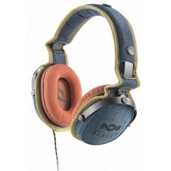 HEADPHONE HOUSE OF MARLEY EM-JH063-BD RISE UP OVER-EAR HEADPHONES WITH REMOTE AND MICROPHONE (BLUE DENIM)