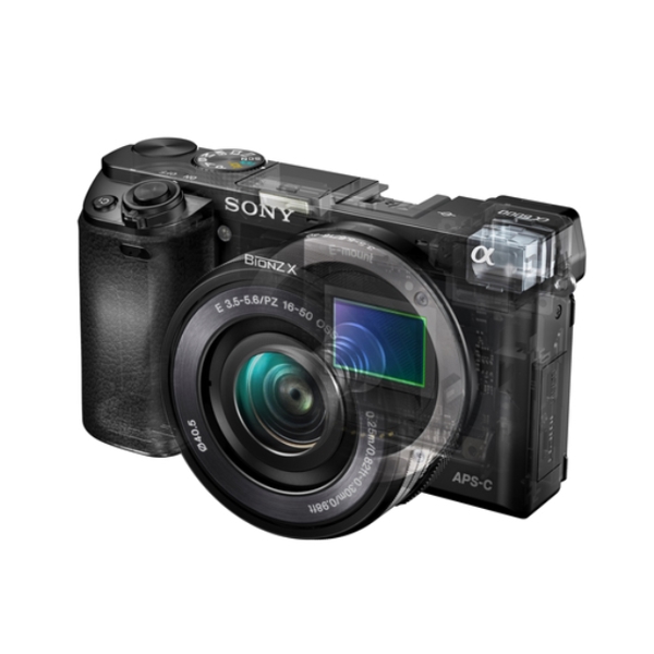 ფოტოაპარატი SONY ALPHA A6000  ILCE-6000L 24.3 INTERCHANGEABLE LENS CAMERA WITH 16-50MM POWER ZOOM LENS BLACK