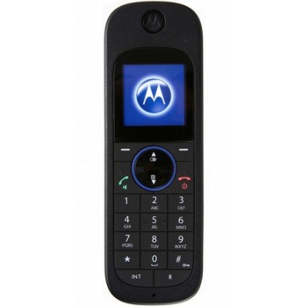 Motorola D1101  Digital cordless phone; Large 1.6" full colour backlit display,SP-phone, Caller ID, Alarm/ Clock, 3 site conference, phonebook 100 numbers,  10 polyphonic ringtones, intercom between handsets.