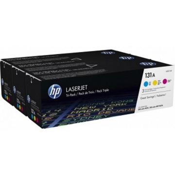 HP U0SL1AM  131A CYM Tri-Pack LJ Toner Cartridge (CF211A-CF212A-CF213A)