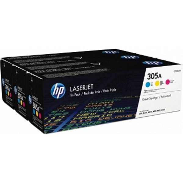 HP CF370AM  305A CYM Tri-Pack LJ Toner Cartridge (CE411A-CE412A-CE413A)