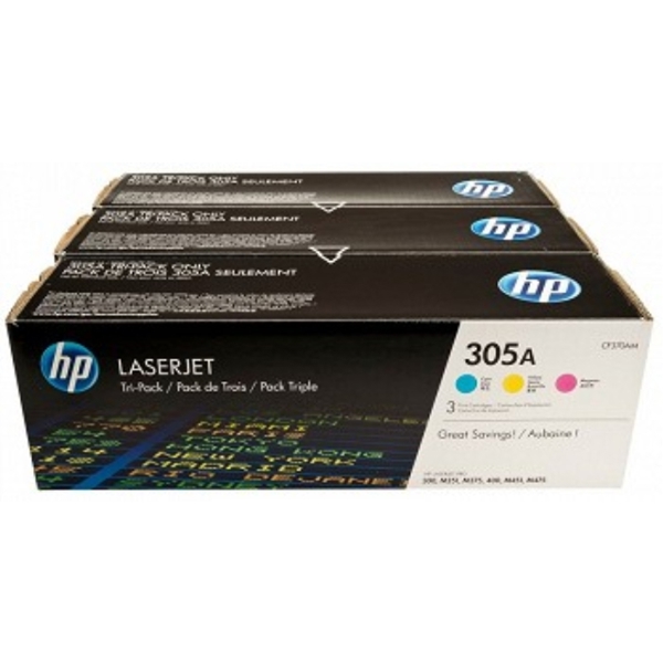 HP CF370AM  305A CYM Tri-Pack LJ Toner Cartridge (CE411A-CE412A-CE413A)