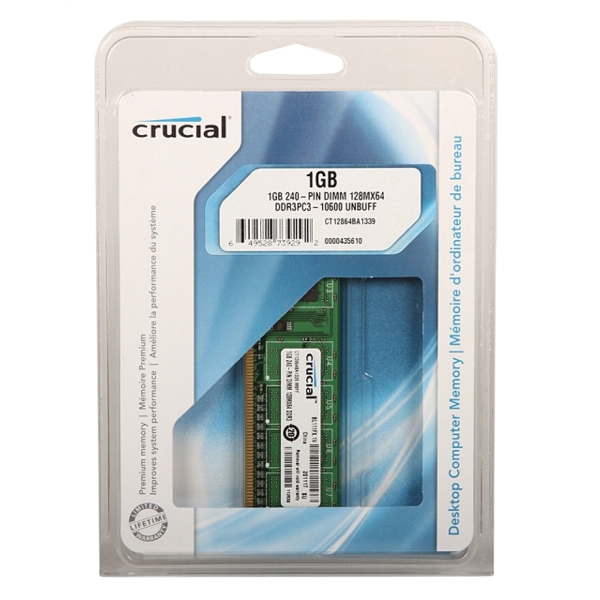 Crucial 240-pin DIMM DDR3 SDRAM 1GB 1333MHz PC-10600 crucial 1 GB (CT12864BA1339) 