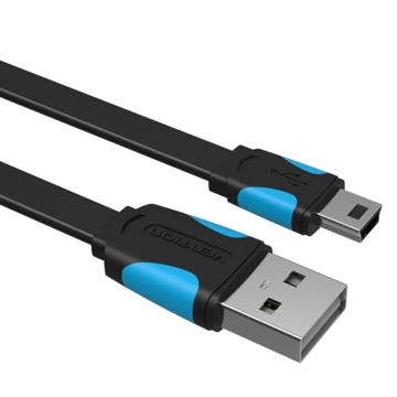 VENTION  VAS-A14-B150  Flat USB 2.0 A male to MINI USB male Data Transfer Cable  1.5  BLACK&BLUE