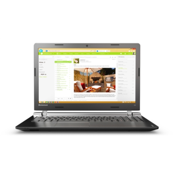 ნოუთბუქი LENOVO IdeaPad 100-15IBD (80QQ008AUA) black 15.6" HD TN GL(FLAT), Intel I3-5005U 2GHz/3MB, 4GB DDR3-1600, 500GB 5400RPM, Integrated Graphics, dummy odd,  0.3MP camera with single mic, non-intel 1x1 bgn, 4cell battery 32WH, free-dos, RU keyboard