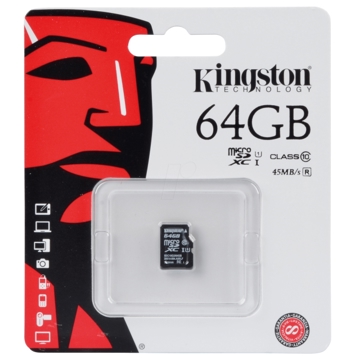 მეხსიერების ბარათი  64GB SD  KINGSTONSDC10G264GB SP   CLASS10 MICRO SD