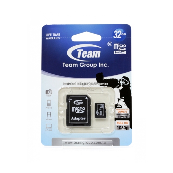 TEAM micro SDHC 32GB class 10 retail With  adapter