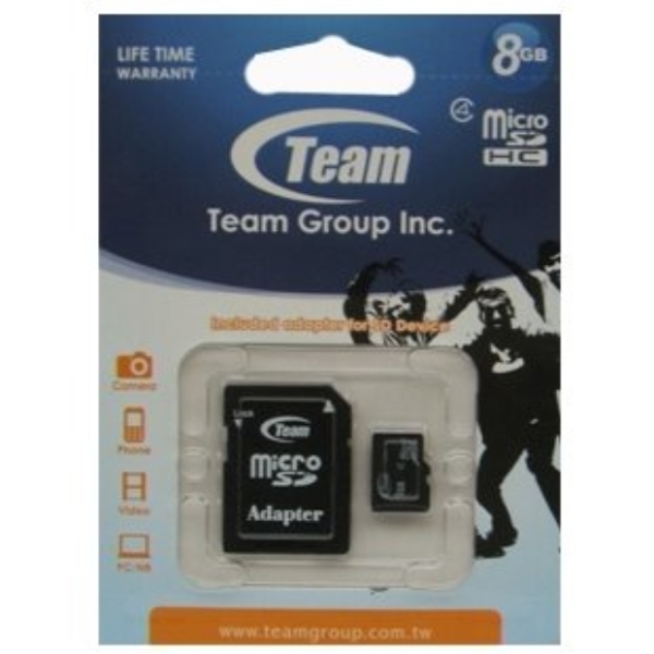 TEAM micro SDHC 8GB class 4 retail With adapter
