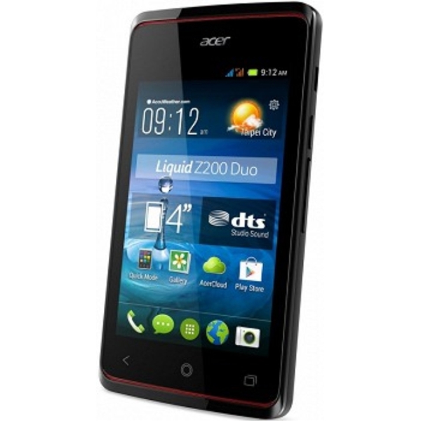 მობილური Acer Liquid Z7 (Z200) ,Dual Core 1.0 GHz, MT6572M, 4 inch, WVGA (800 x 480), 2 MP, 512RAM/4GB,1300 mAh Replaceable Li-polymer battery, Dual One Micro SIM + One Mini SIM micro SD Black