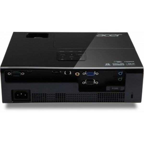 პროექტორი Acer P1500-Full HD; Projector, 3D Capability;Video Compatibility :EDTV,HDTV,NTSC,PAL,SDTV,SECAM; Normal Mode Lamp Life 4000 Hour, Economy Mode Lamp Life:5000 Hour; Vertical Sync 120HZ -Horizontal Sync 100 kHz; Colour Support 1.07 Billion Colors (30-bit); Maximum Resolution 1920 x 1200; Native Resolution : 1920 x 1080 ; 10,000:1; 16:9 (Native), 4:3 (Compatible);3000 lm; HDMI/USB/S-Video /Composite Video/VGA In/VGA Out/Audio Line In/Audio Line Out; White.