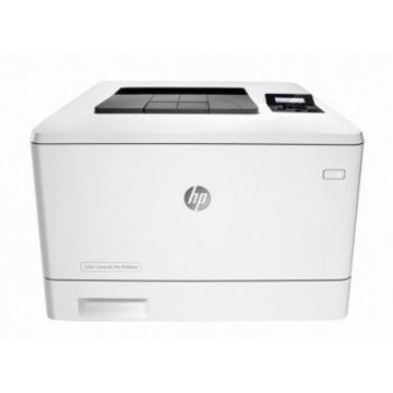 პრინტერი  HP Color LaserJet Pro M452nw (Functions: Print; format: A4; 600x600 dpi; Monthly Duty Cicle: Up to 50000 pages; 28ppm (black), 28ppm (color); Memory: 256MB; CPU Speed: 1200MHz; 2-line backlit LCD graphic display; Connectivity: USB 2.0, Lan, Wireless; 250-sheet input Tray; Cartridge: HP 410A: CF410A (Black), CF411A (Cyan), CF412A (Magenta), CF413A (Yellow))