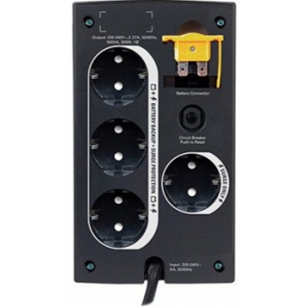 უწყვეტი კვების წყარო APC Back-UPS 500VA 4xSchuko, No-USB, 300W, Standby