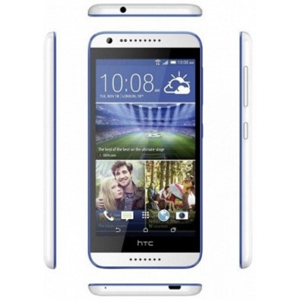 მობილური  HTC  Desire 620G dual sim EEA Gloss White/Blue Trim 5" HD720, 150.1x72.7x9.6mm, 720x1280, 8GB, 1GB, Octacore 1.7GHz, Wi-Fi 802.11 b/g/n (2.4GHz), Bluetooth - 4.0, 8MP AF, 2100mAh, Dual Standby, Micro SD Card Slot upto 32GB