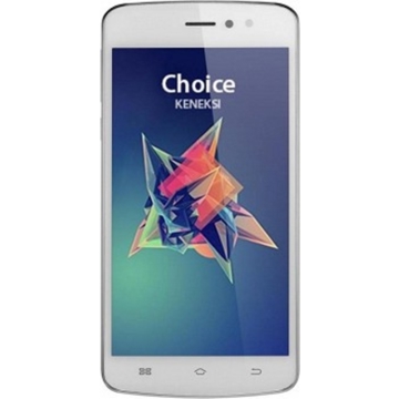 მობილური  KENEKSI  Choice White, 5'' 854x480, 1.3GHz, 4 Core, 512MB RAM, 4GB, up to 32GB flash, 8Mpix/2Mpix, 2 Sim, 2G, 3G, BT, Wi-Fi, GPS, 2200mAh, Android 4.4, 148g, 145x72x9.7