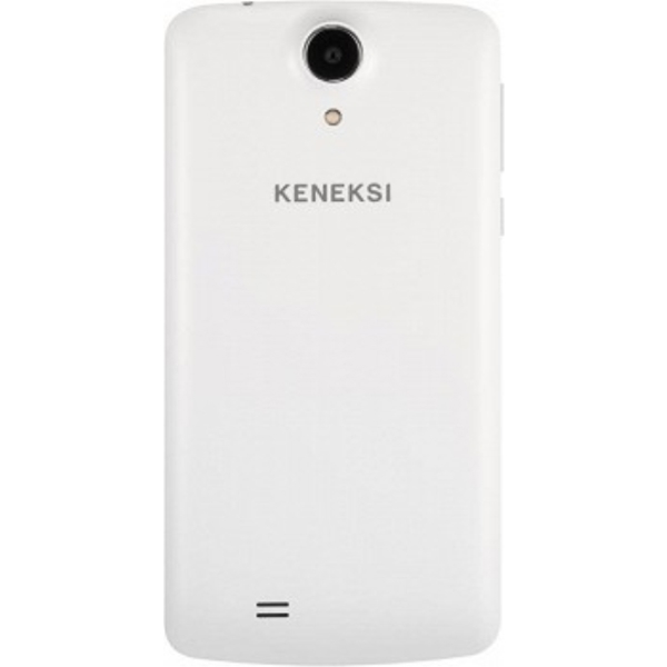მობილური  KENEKSI  Choice White, 5'' 854x480, 1.3GHz, 4 Core, 512MB RAM, 4GB, up to 32GB flash, 8Mpix/2Mpix, 2 Sim, 2G, 3G, BT, Wi-Fi, GPS, 2200mAh, Android 4.4, 148g, 145x72x9.7