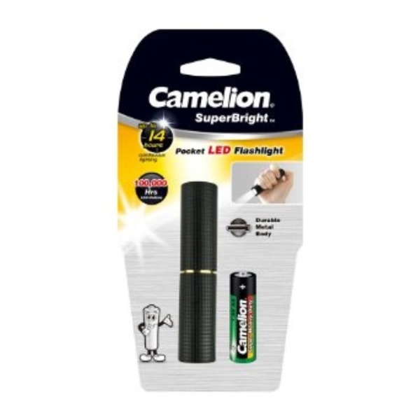 ფანარი Camelion ,1 LED Aluminum flashligh with 1pc AA HD Green PVC Jacket in blister pack