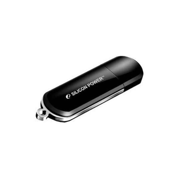 U S B ფლეშ მეხსიერება Silicon Power LuxMini 322 16GB USB 2.0 Flash Drive (Black) Model SP016GBUF2322V1K