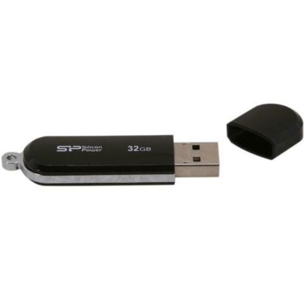 USB ფლეშ მეხსიერება Silicon Power Luxmini 322 32GB USB 2.0 Flash Drive, Black (SP032GBUF2322V1K)