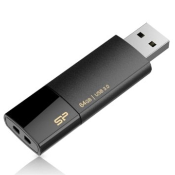 USB ფლეშ მეხსიერება Silicon Power 64GB Blaze B05 USB 3.0 Retractable Flash Drive, Black (SP064GBUF3B05V1K)