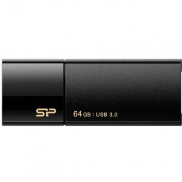 USB ფლეშ მეხსიერება Silicon Power 64GB Blaze B05 USB 3.0 Retractable Flash Drive, Black (SP064GBUF3B05V1K)