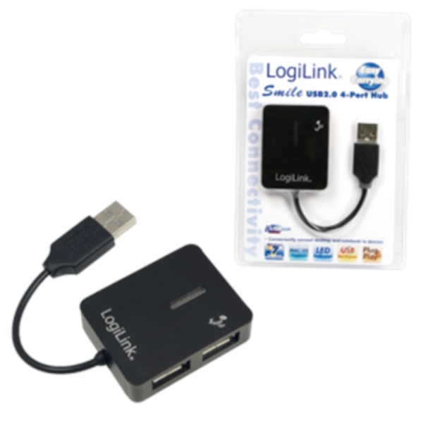 USB ჰაბი Logilink UA0139 USB 2.0 Hub 4-Port black