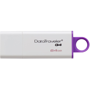 USB ფლეშ მეხსიერება Kingston DTIG4, 64GB, USB 3.0, Dataraveler, White/Purple