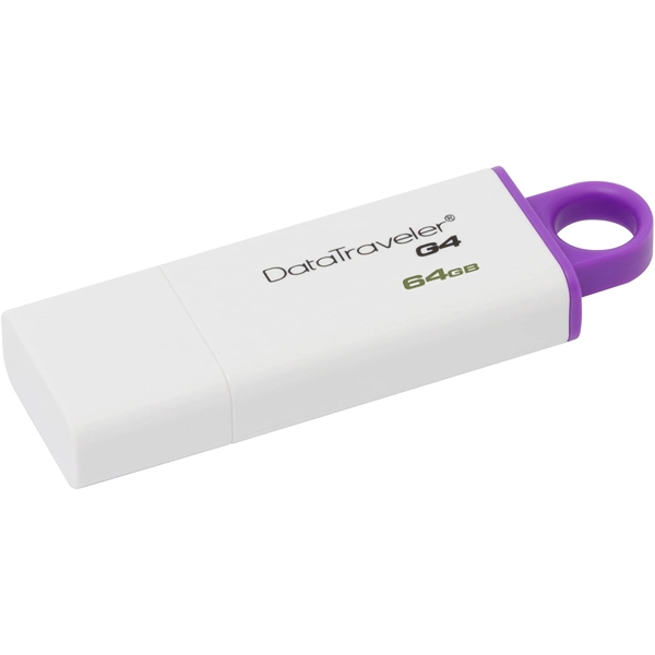 USB ფლეშ მეხსიერება Kingston DTIG4, 64GB, USB 3.0, Dataraveler, White/Purple