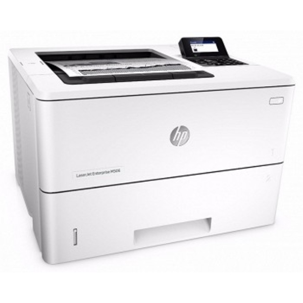 პრინტერი   HP LaserJet Enterprise M506dn, 43ppm A4/45ppm letter mono single-func printer duplexer optional HIP 4-line LCD with 10key pad 100 bypass tray 550-sheet tray front USB.