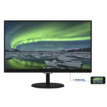 მონიტორი  Philips 23" 237E7QDSB, 16:9, AH-IPS, LED Backlight, Glossy Black, 1920x1080, DVI, MHL-HDMI, DC 20 000 000:1, 5ms GG, 250 cd/m2, 178/178, Ultra Narrow Bezel, VESA 100, Power EXT, EnergyStar 6.0, TCO