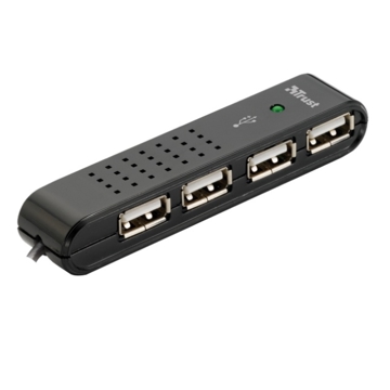 USB ჰაბი TRUST Vecco 4 Port USB 2.0 Mini Hub - Black