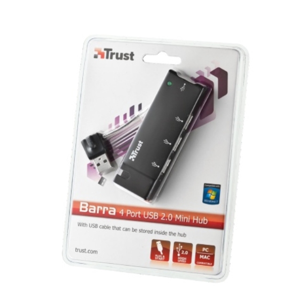 USB ჰაბი  TRUST 4 Port USB 2.0 Mini Hub