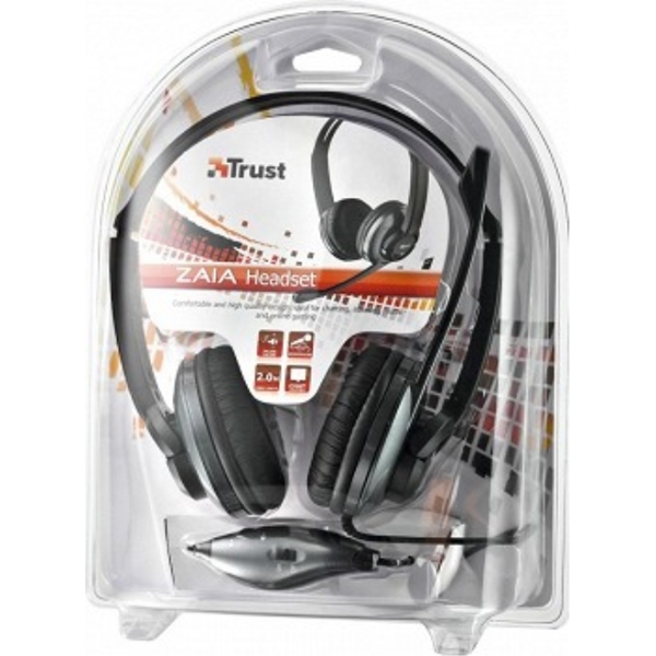 ყურსასმენი  TRUST Headset HS-2800 (ZAIA) - High quality stereo headset with big soft ear pads and adjustable microphone, Inline remote control with volume control and microphone on/off switch