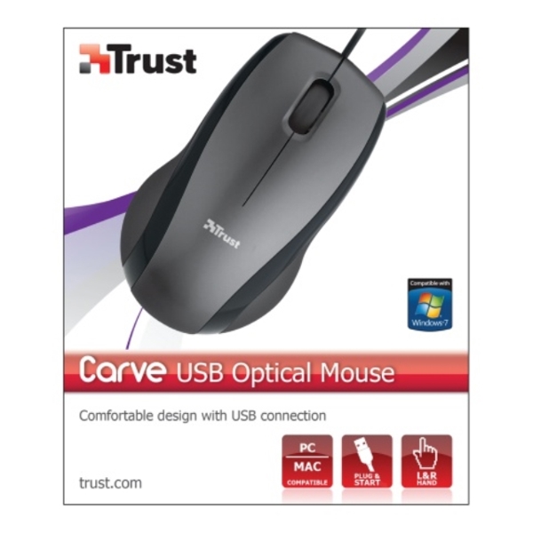 მაუსი  TRUST Carve Optical Mouse: 3 buttons and scroll wheel