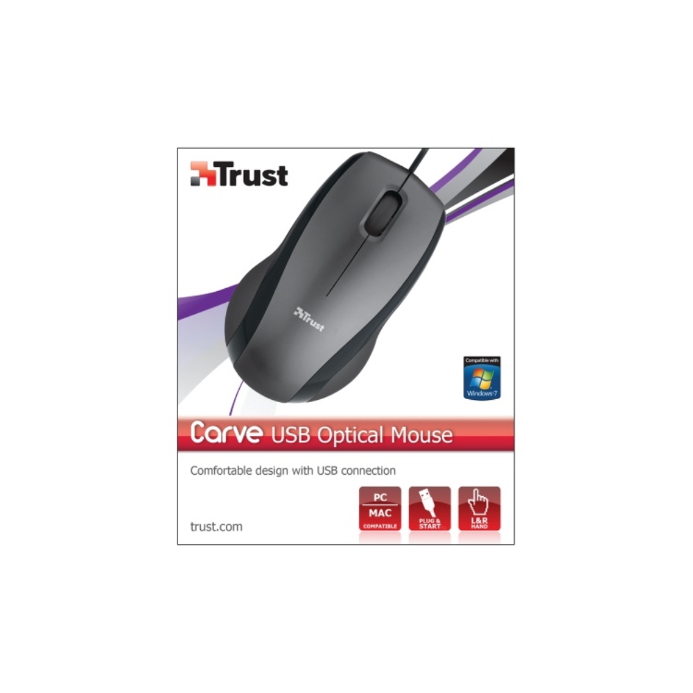 მაუსი  TRUST Carve Optical Mouse: 3 buttons and scroll wheel