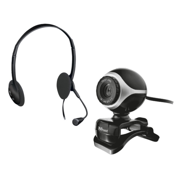 ვებკამერა TRUST Exis Chatpack (Chat pack including webcam and headset with microphone ) - Black