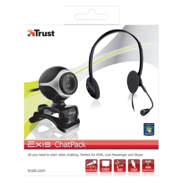 ვებკამერა TRUST Exis Chatpack (Chat pack including webcam and headset with microphone ) - Black