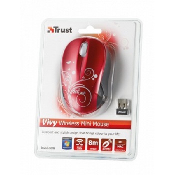 მაუსი TRUST Vivy Wireless Mini Mouse - Red