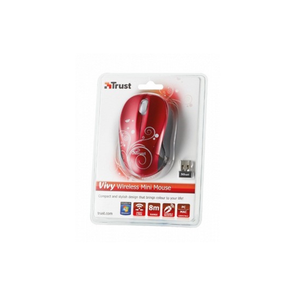 მაუსი TRUST Vivy Wireless Mini Mouse - Red