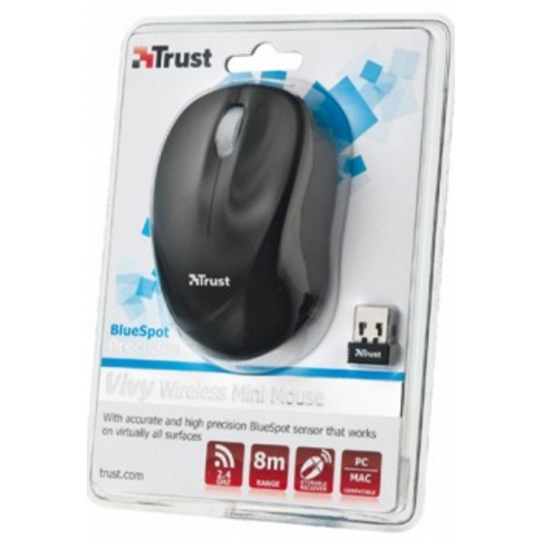 მაუსი TRUST Vivy Wireless Mini Mouse - Black