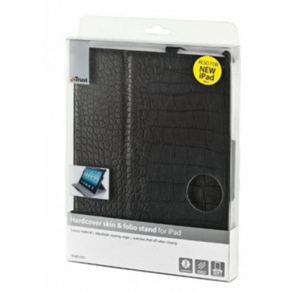 ტაბლეტის ქეისი  TRUST Hardcover skin & folio stand for iPad – croc black