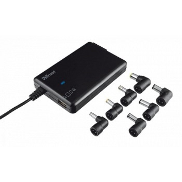 ნოუთბუქის დამტენი  TRUST thin Plug&Go 120W Notebook Power Adapter + USB Charger