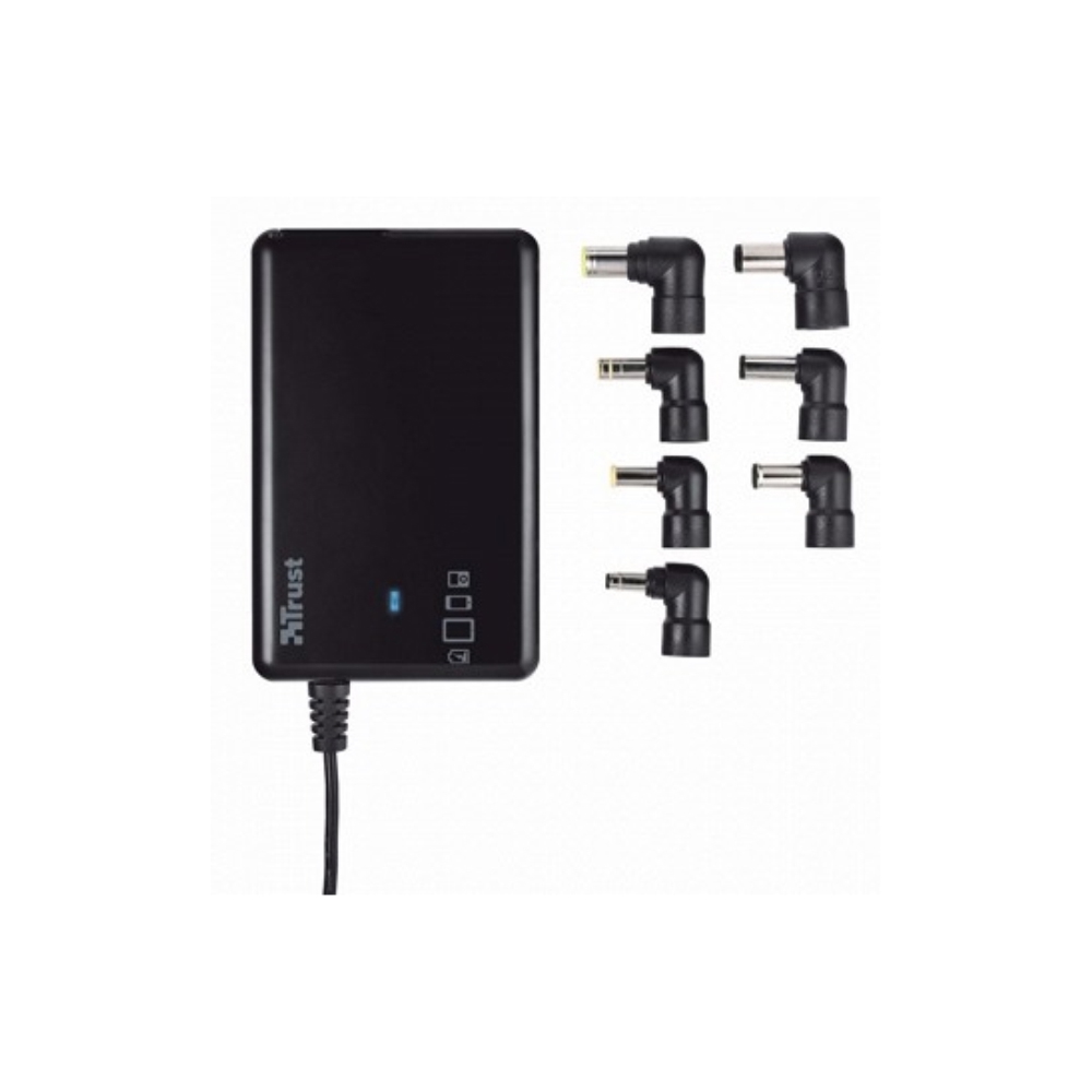 ნოუთბუქის დამტენი  TRUST thin Plug&Go 120W Notebook Power Adapter + USB Charger