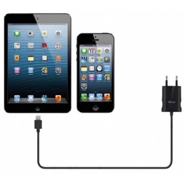 მობილურის & ტაბლეტის დამტენი TRUST wall Charger with lightning cable - Charges iPad mini and all iPhones and iPods with Lightning connector