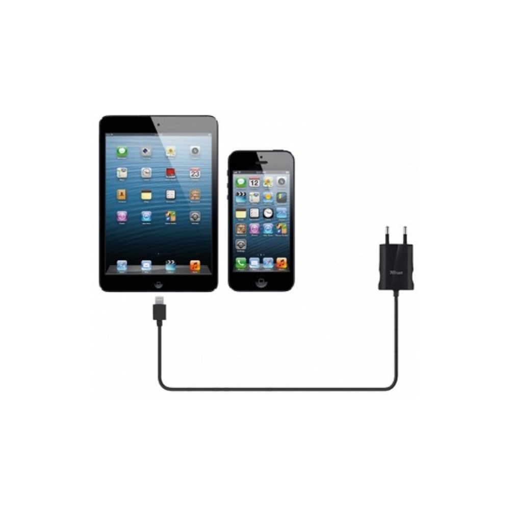 მობილურის & ტაბლეტის დამტენი TRUST wall Charger with lightning cable - Charges iPad mini and all iPhones and iPods with Lightning connector