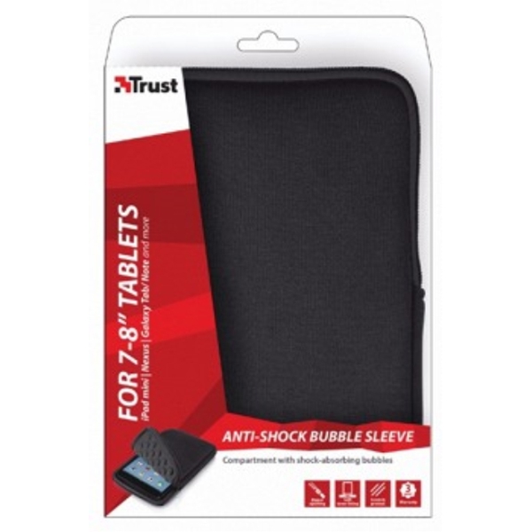 ტაბლეტის ქეისი TRUST Anti-shock Bubble Sleeve for 7-8'' tablets - black