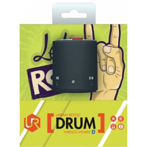 დინამიკი  TRUST Drum Wireless Mini Speaker - Ultra-portable Design (44mm diameter and 50mm height), connection: Bluetooth or 3.5mm jack, Built-in rechargeable battery for 4 hours of playtime - black